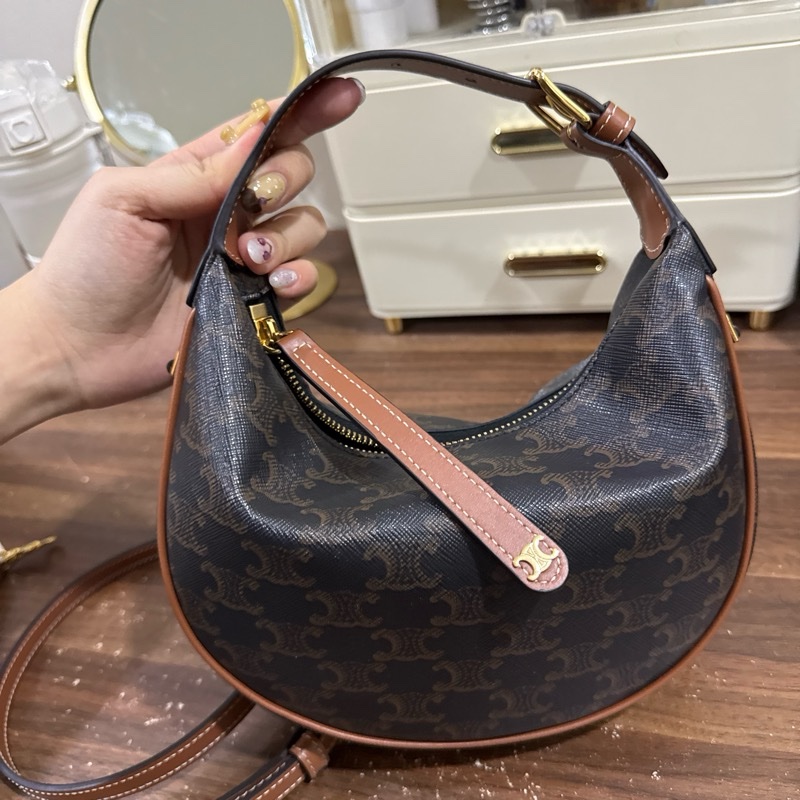 TEEN CELINE LULU標誌印花及牛皮革手袋-1