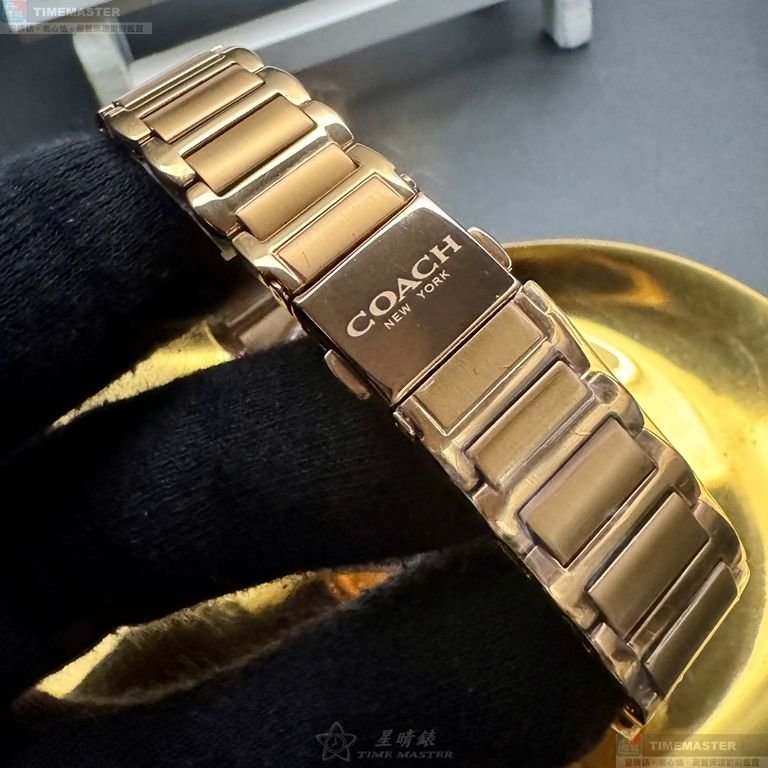 COACH手錶,編號CH00257,30mm玫瑰金圓形精鋼錶殼,玫瑰金色簡約, 中三針顯示錶面,玫瑰金色精鋼錶帶款-3