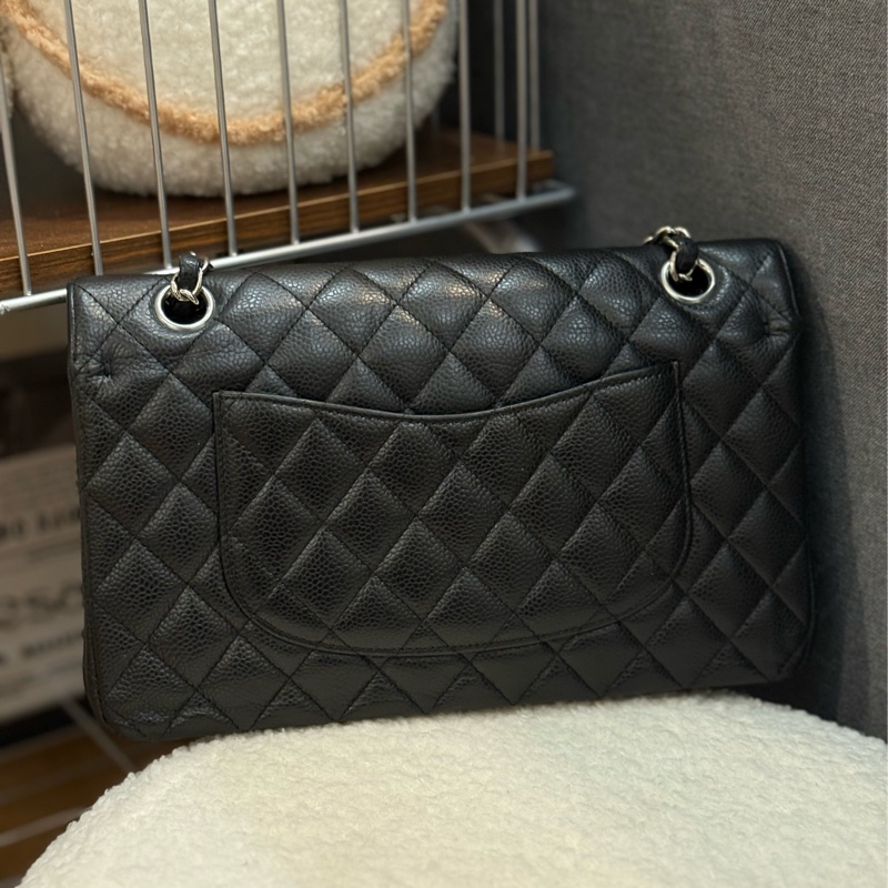 (國外購證全配)Chanel coco25 黑銀荔枝皮-1