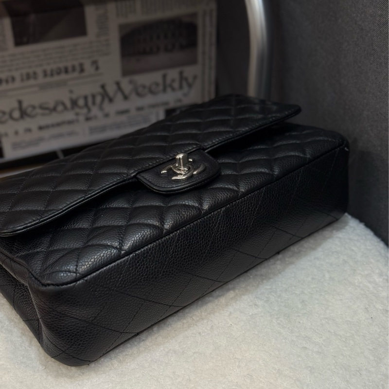 (國外購證全配)Chanel coco25 黑銀荔枝皮-3