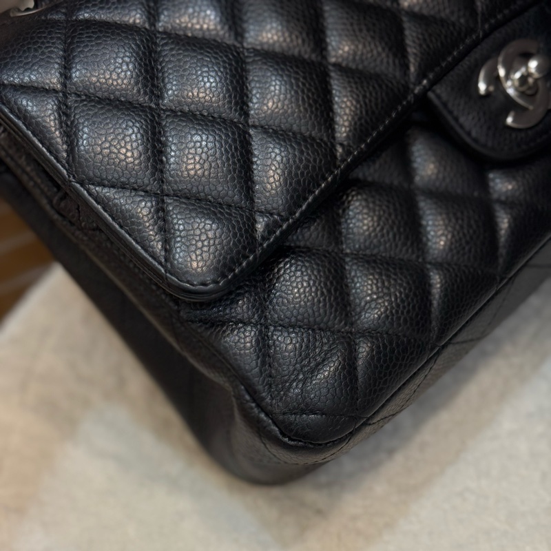 (國外購證全配)Chanel coco25 黑銀荔枝皮-6