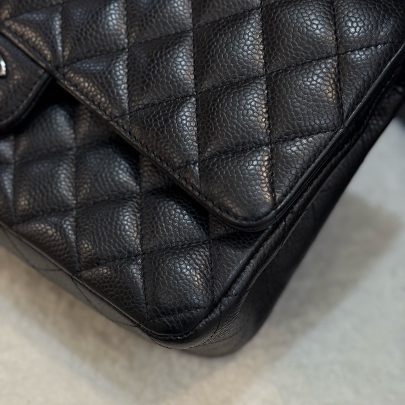 (國外購證全配)Chanel coco25 黑銀荔枝皮-7