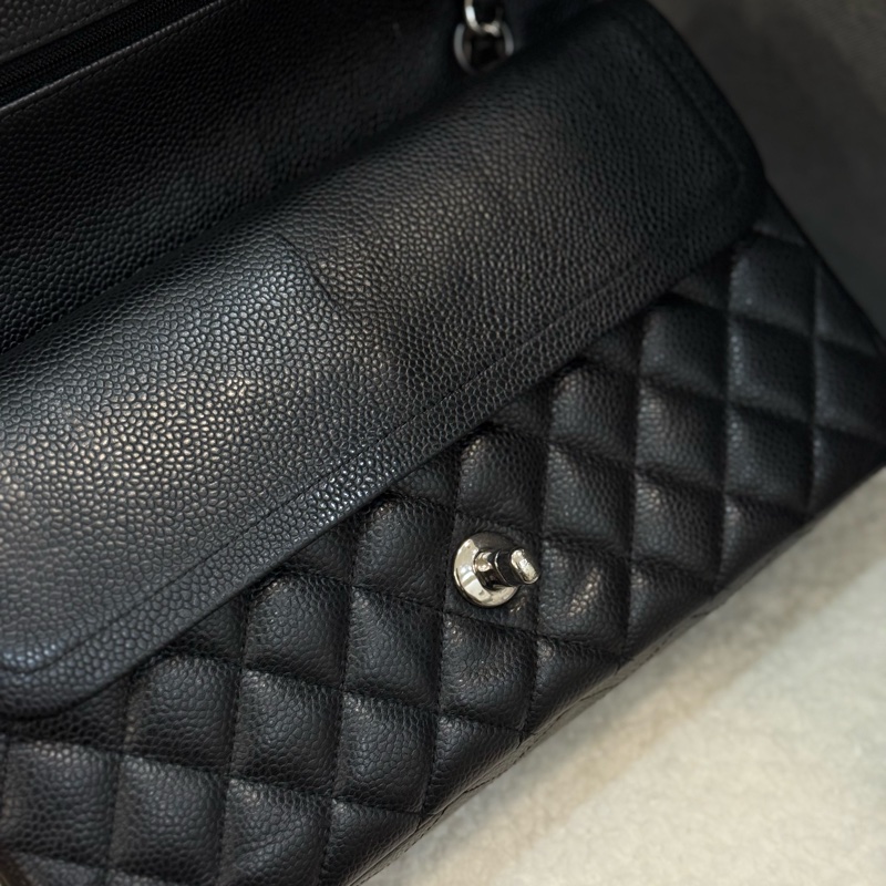 (國外購證全配)Chanel coco25 黑銀荔枝皮-12