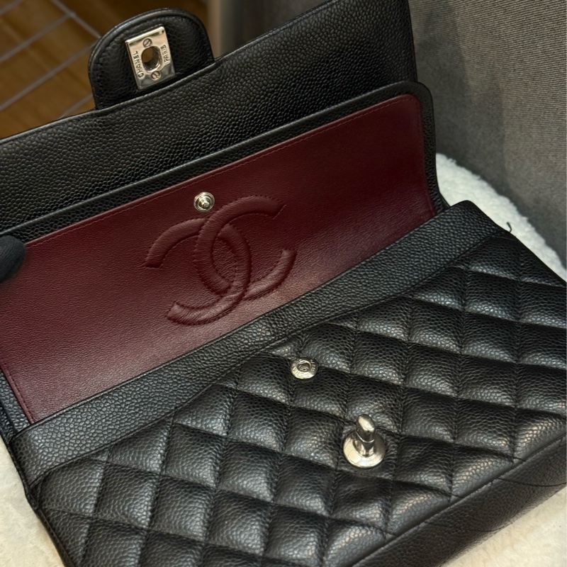 (國外購證全配)Chanel coco25 黑銀荔枝皮-13