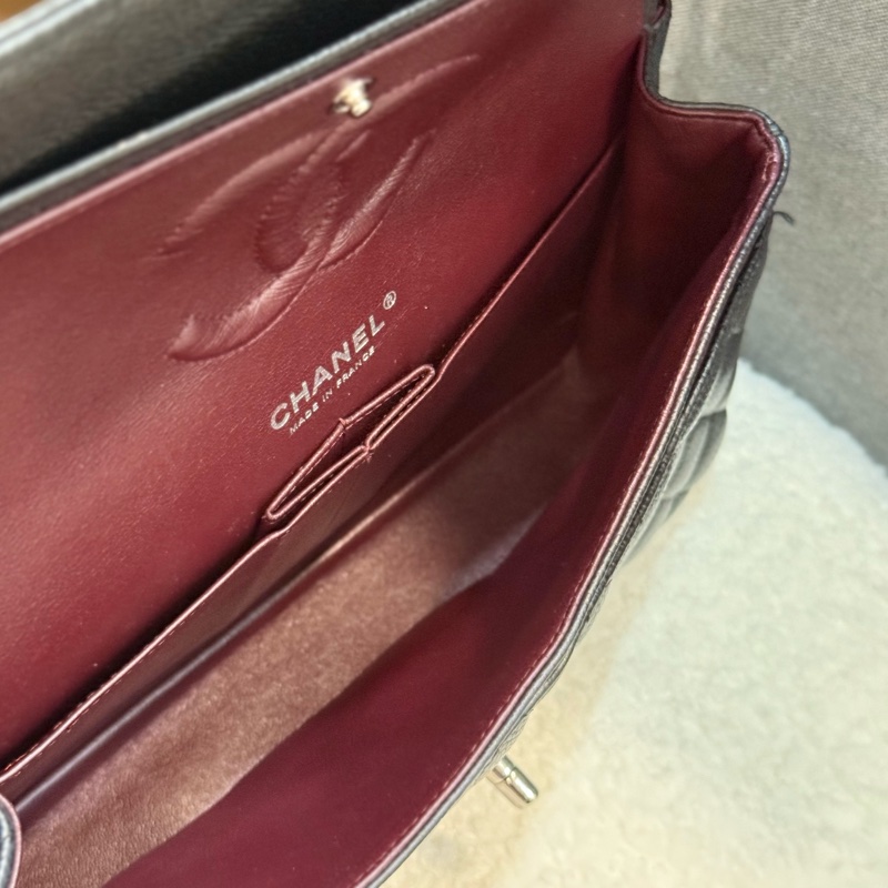 (國外購證全配)Chanel coco25 黑銀荔枝皮-14