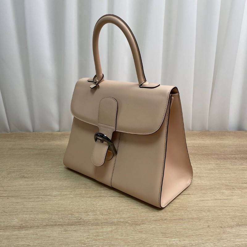 Delvaux Brillant 奶茶色手提包肩背包-6