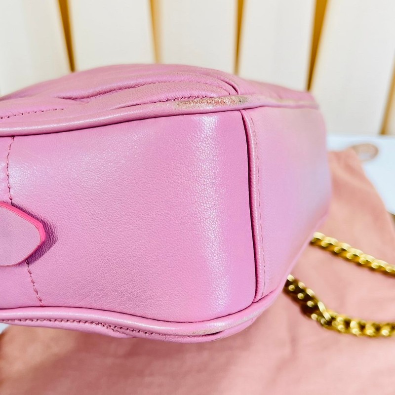 Miu Miu 粉色褶皺相機包 斜背包-19