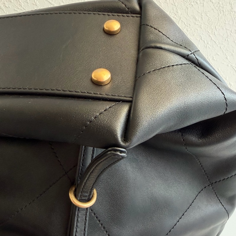 黑色大菱格紋皮革金雙C肩背包 托特包 上班包媽媽包-9