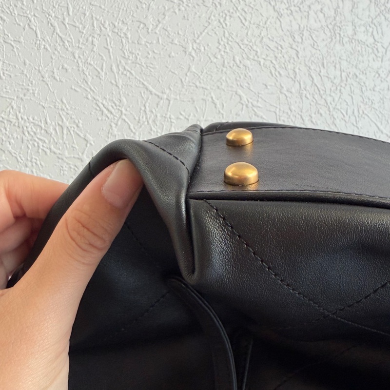 黑色大菱格紋皮革金雙C肩背包 托特包 上班包媽媽包-11