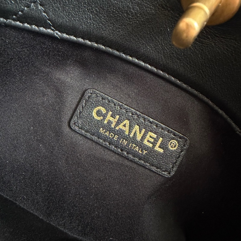 黑色大菱格紋皮革金雙C肩背包 托特包 上班包媽媽包-20