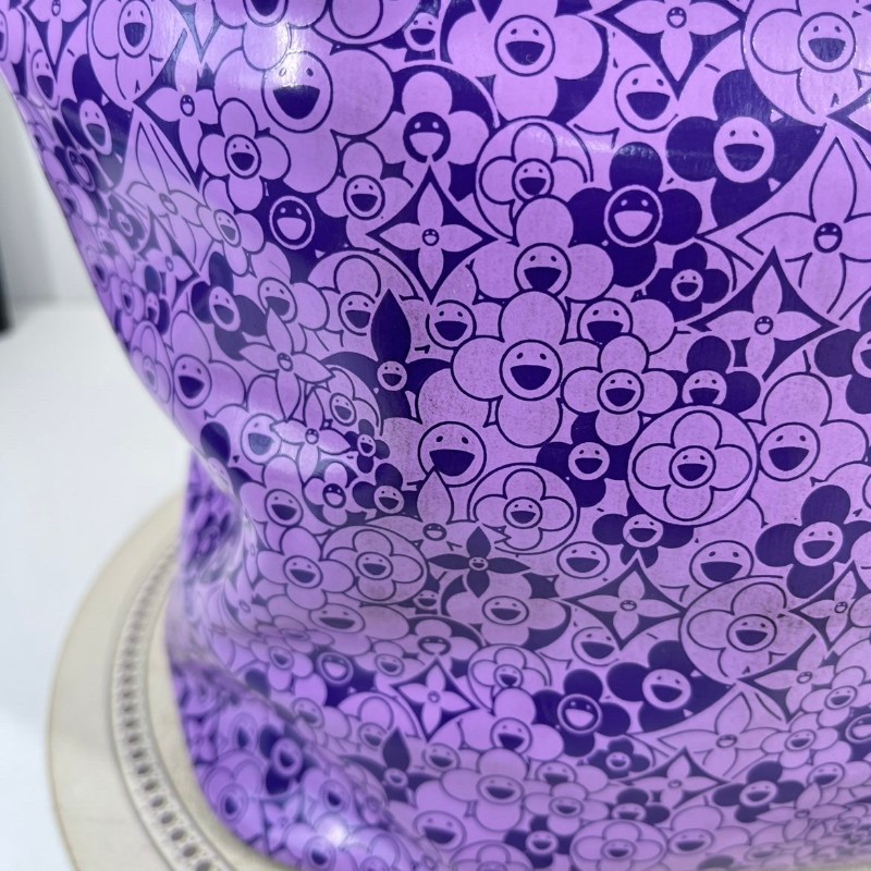 LV 限定絕版村上隆合作款太陽花漆皮Tote手袋 香芋紫色-10