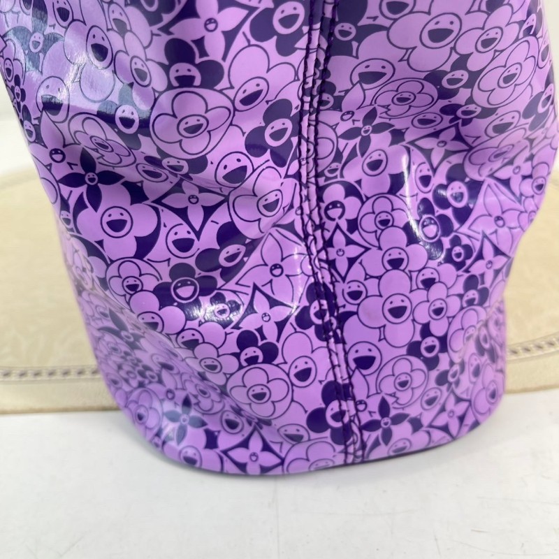 LV 限定絕版村上隆合作款太陽花漆皮Tote手袋 香芋紫色-13