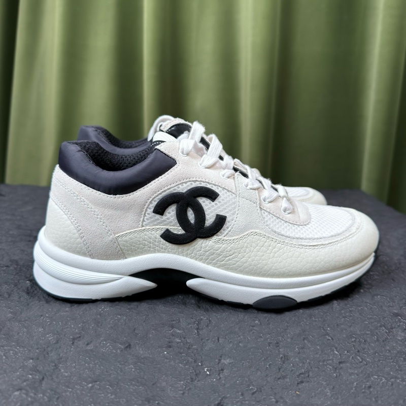 擱置新 香奈兒/Chanel 22C早春 系帶黑白熊貓透氣網面 低幫 生活休閒鞋跑步鞋 白色 39碼-3