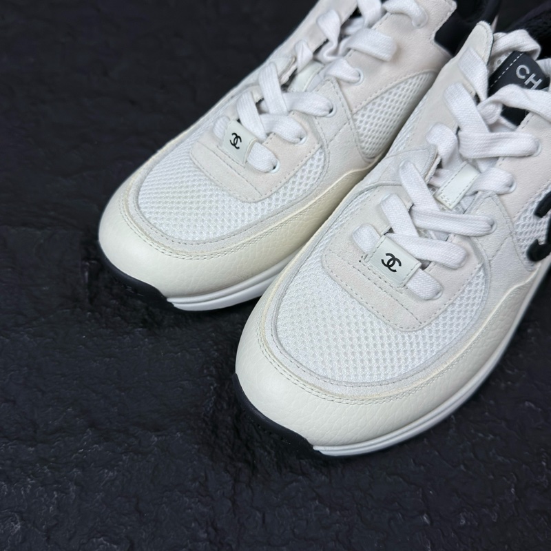 擱置新 香奈兒/Chanel 22C早春 系帶黑白熊貓透氣網面 低幫 生活休閒鞋跑步鞋 白色 39碼-6