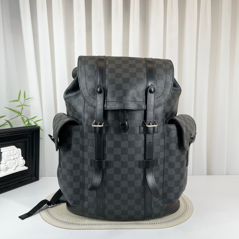 LV Christopher黑色棋盤格後背包-0