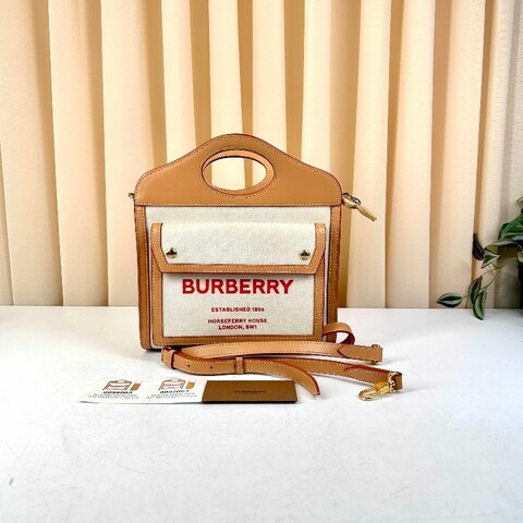 BURBERRY 口袋托特包 可拆卸肩帶