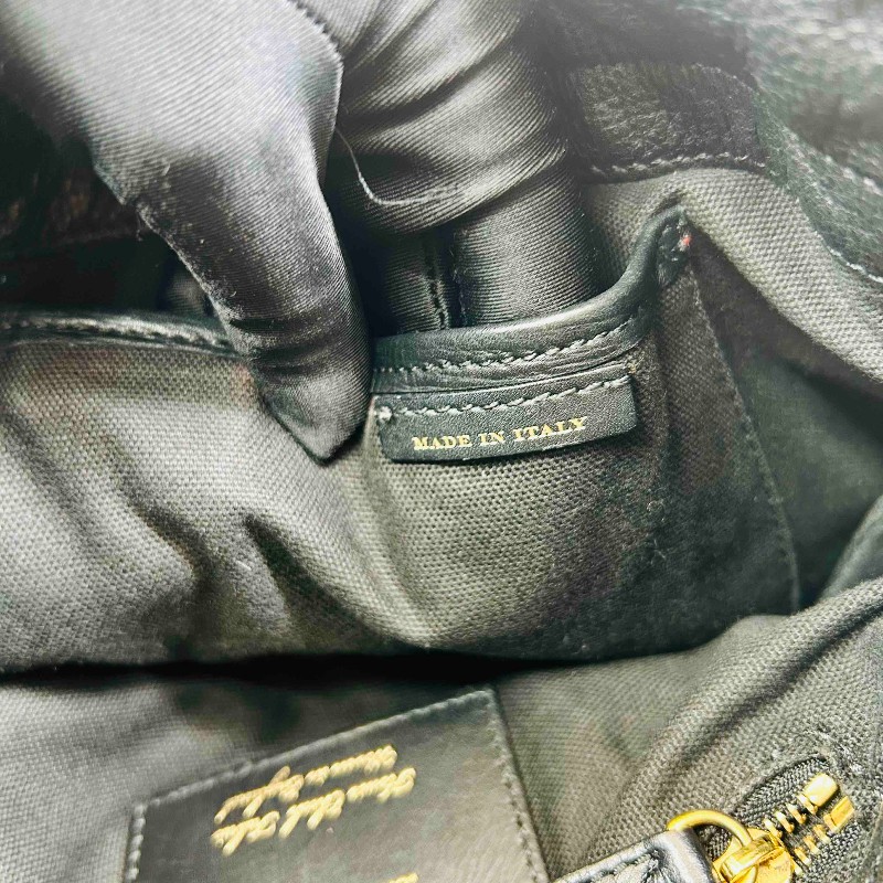 Burberry 黑色牛皮拼格紋肩背包斜背包-8