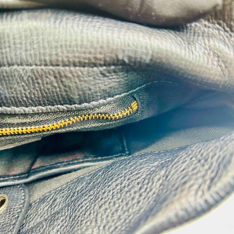 Burberry 黑色牛皮拼格紋肩背包斜背包-11