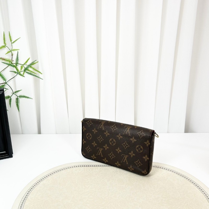 Louis Vuitton 經典老花 帆布拼牛皮 三合一鏈條包-4