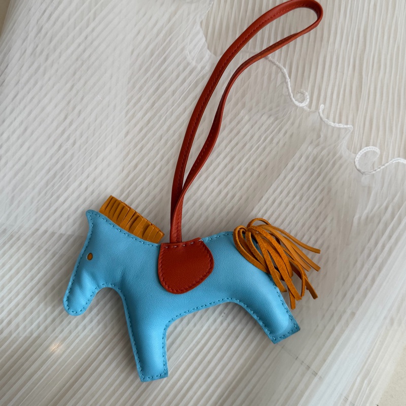 Hermes藍橘大馬吊飾-0