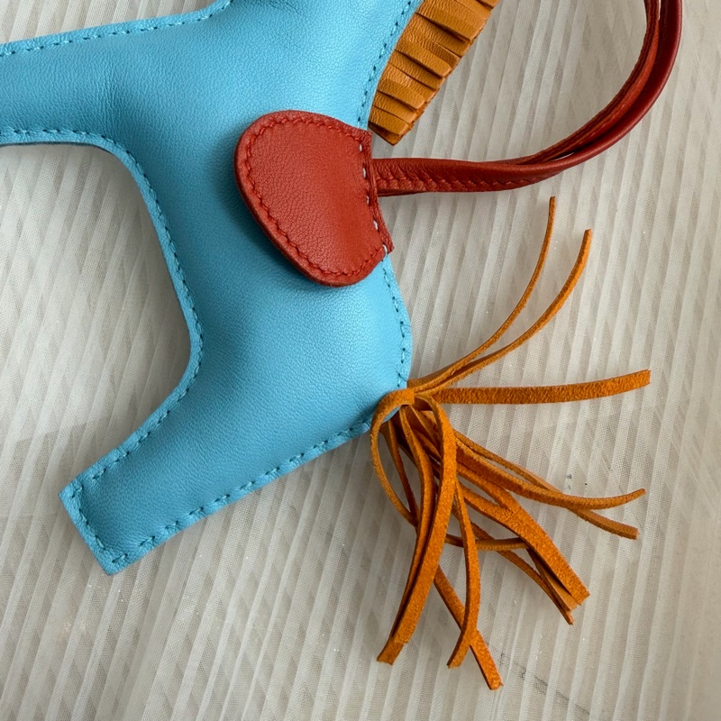 Hermes藍橘大馬吊飾-4