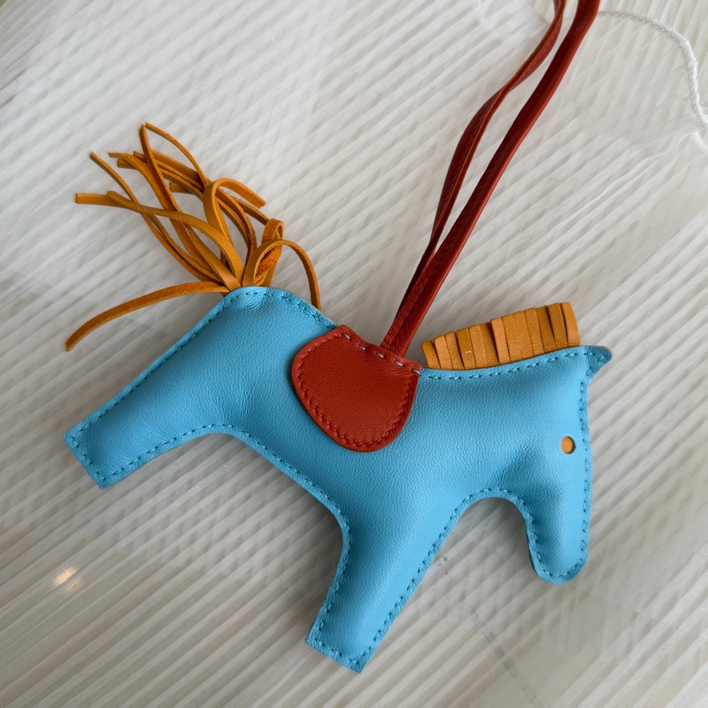 Hermes藍橘大馬吊飾-6
