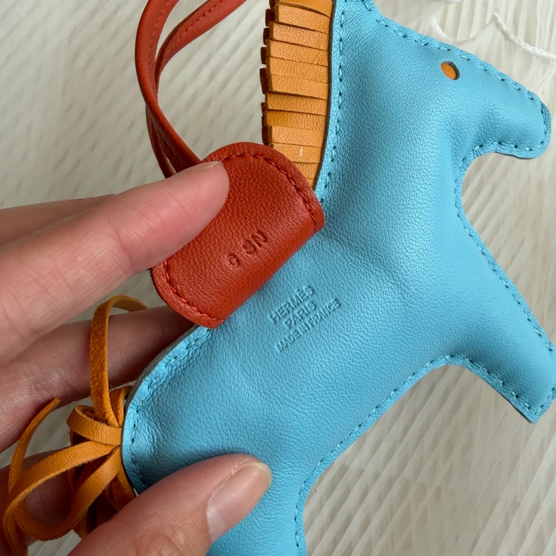 Hermes藍橘大馬吊飾-7