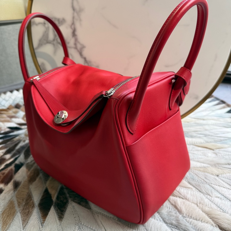 HERMESLINDY30 Swift皮 紅銀X刻 手提肩背包-1