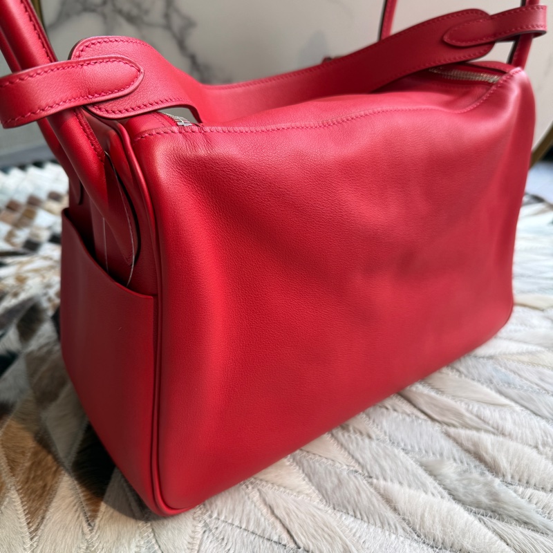 HERMESLINDY30 Swift皮 紅銀X刻 手提肩背包-3