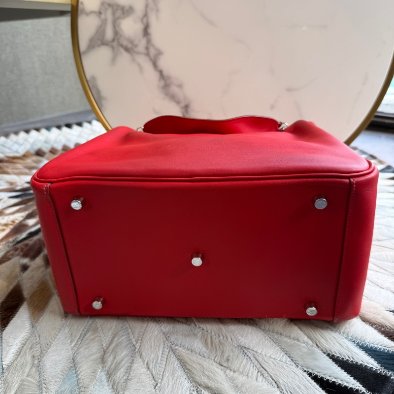 HERMESLINDY30 Swift皮 紅銀X刻 手提肩背包-4