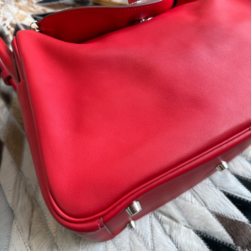 HERMESLINDY30 Swift皮 紅銀X刻 手提肩背包-5