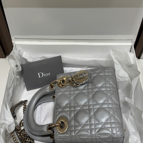 超新 Dior lady 灰色三格迷你 Mini Grey