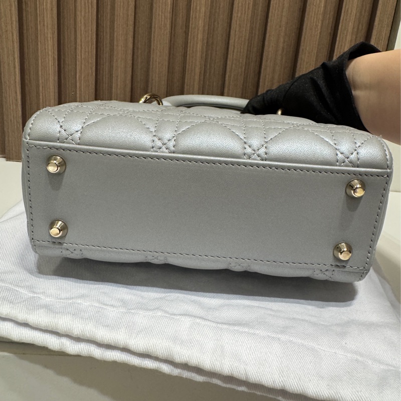 99%新 Dior lady 灰色三格迷你 Mini Grey-2