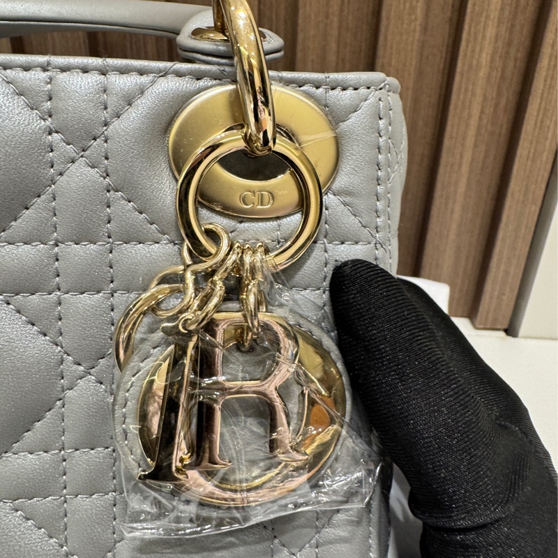 99%新 Dior lady 灰色三格迷你 Mini Grey-9