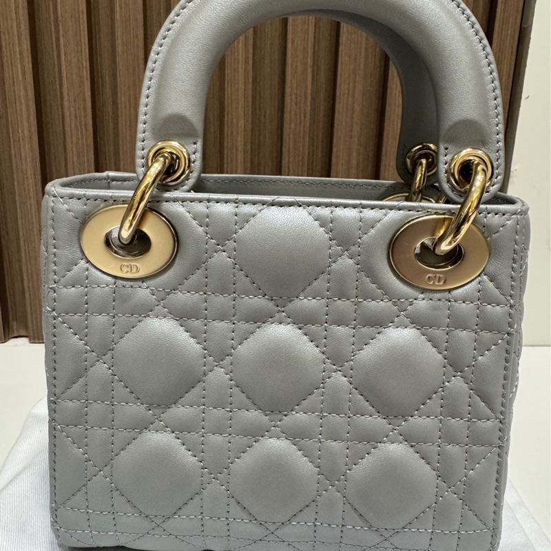 99%新 Dior lady 灰色三格迷你 Mini Grey-10