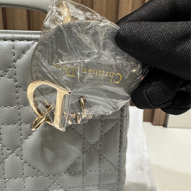 99%新 Dior lady 灰色三格迷你 Mini Grey-11