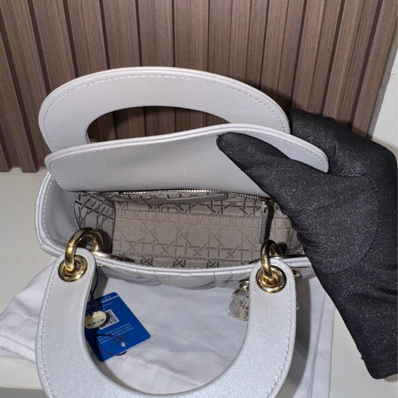 99%新 Dior lady 灰色三格迷你 Mini Grey-13