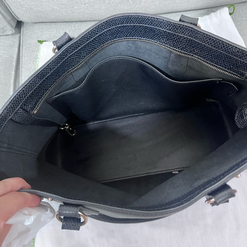 Longchamp 全牛皮黑托特包（有拉鍊）-4