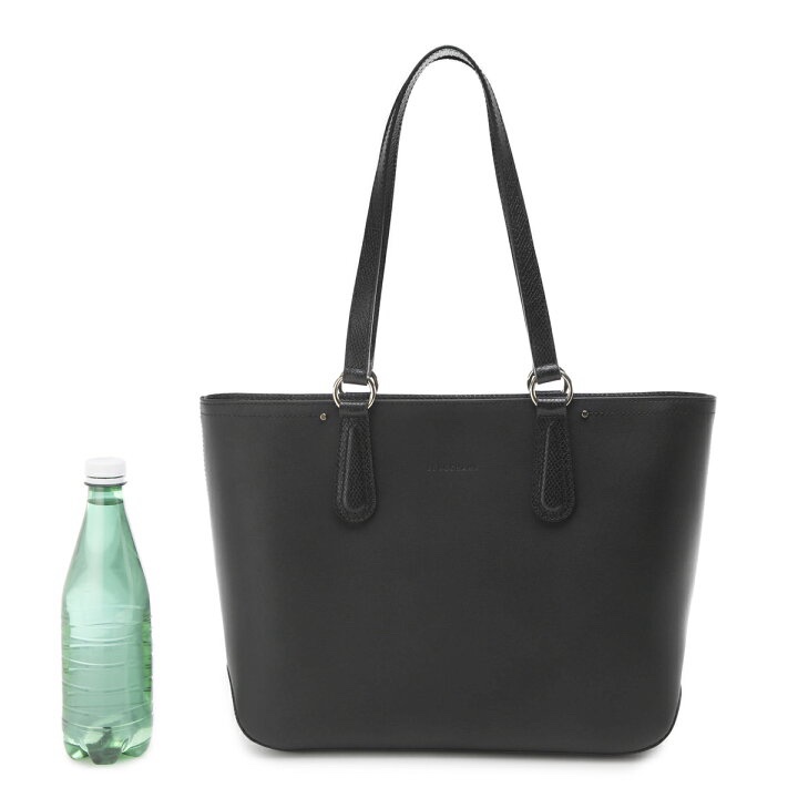 Longchamp 全牛皮黑托特包（有拉鍊）-6