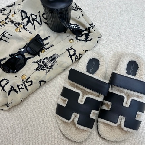 Hermes • Chypre Taddy絨毛 二舅鞋 全新附盒裝防塵✔️