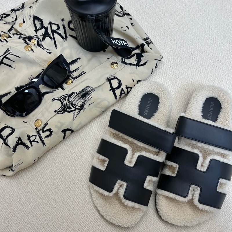 Hermes • Chypre Taddy絨毛 二舅鞋 全新附盒裝防塵✔️-0