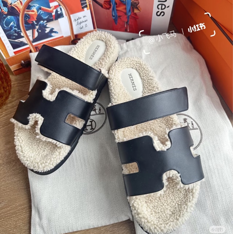 Hermes • Chypre Taddy絨毛 二舅鞋 全新附盒裝防塵✔️-1