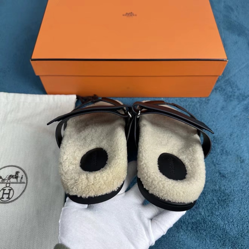 Hermes • Chypre Taddy絨毛 二舅鞋 全新附盒裝防塵✔️-5
