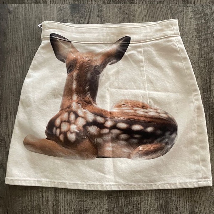 Burberry 鹿印花彈力丹寧迷你裙-1