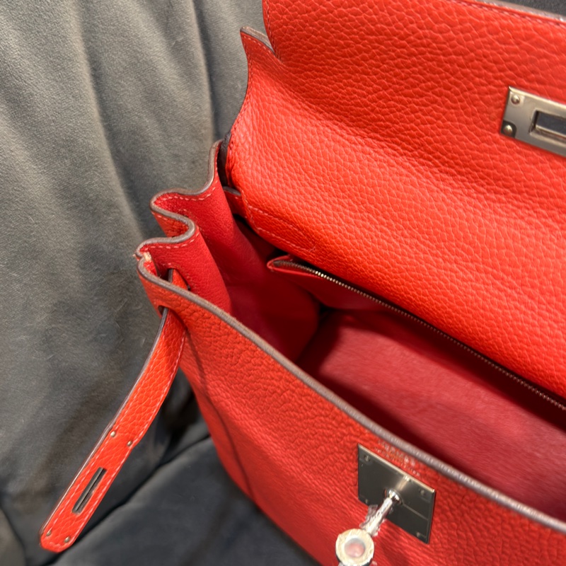 #全網最低💰 #閒置帶膜✨ 愛馬仕凱莉28磚紅色銀扣tc皮t刻-22