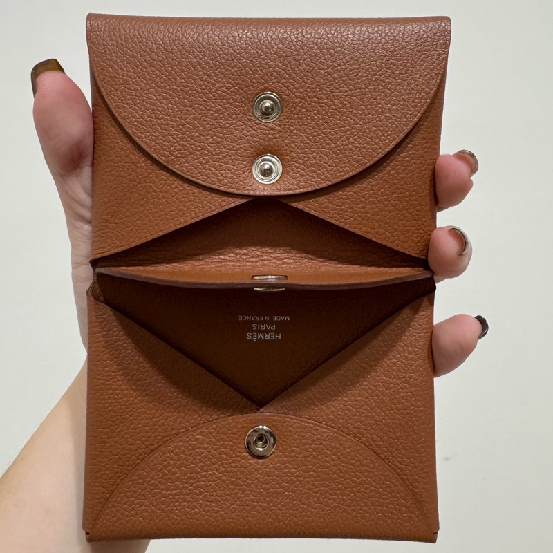 愛馬仕Calvi Duo 經典金棕銀釦-7