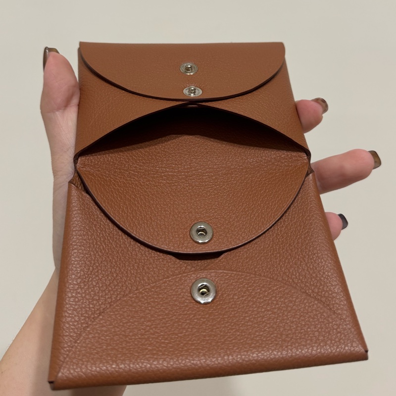 愛馬仕Calvi Duo 經典金棕銀釦-8