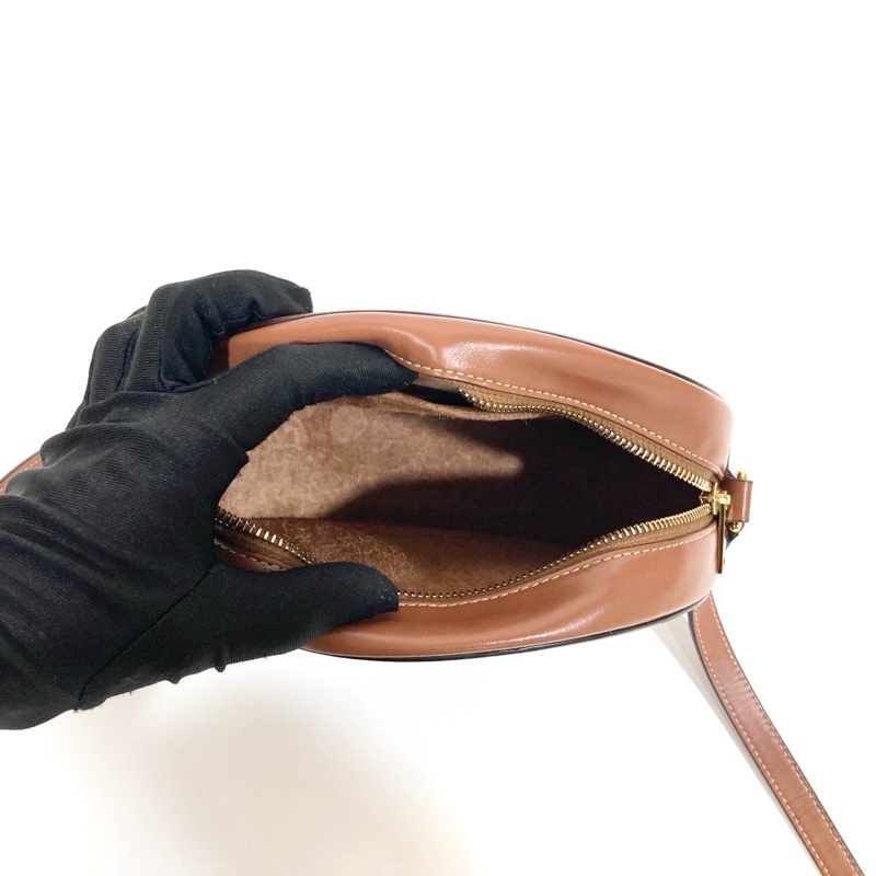 🥨超優惠月餅包CELINE棕色牛皮TRIOMPHE橢圓側背包198603DXC-8