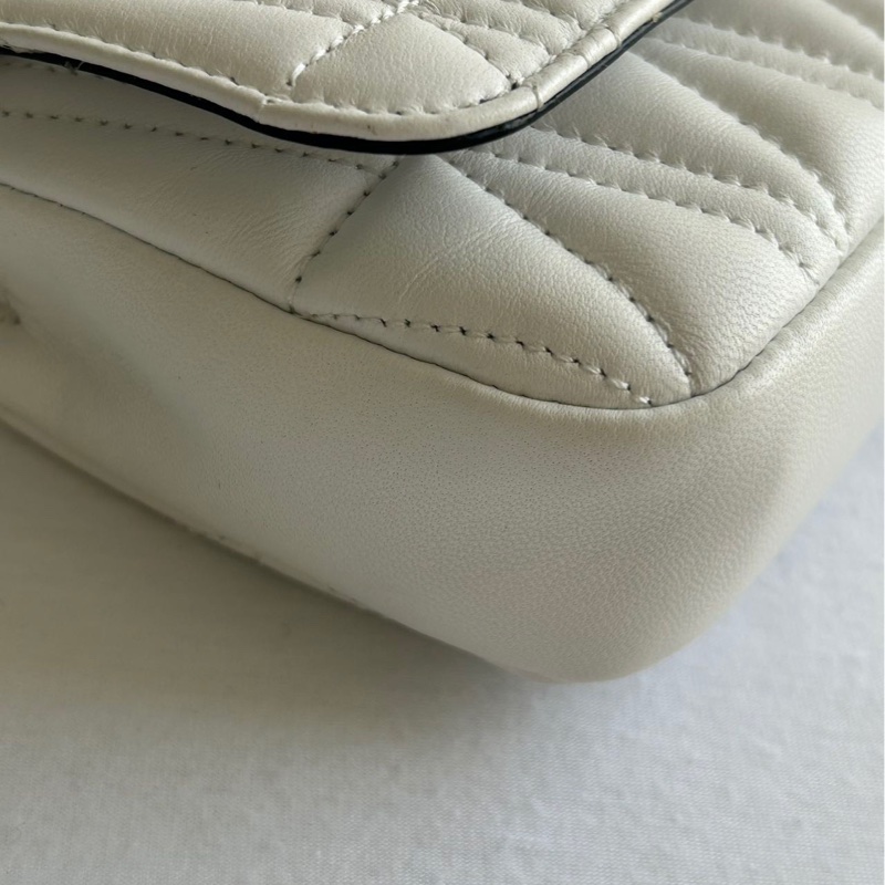 Versace凡賽斯 Virtus系列金標鏈條包 白色羊皮衍縫 小號斜挎款-3