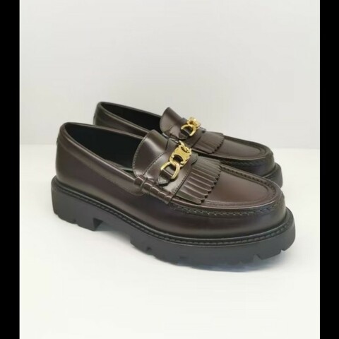 Celine 經典款女裝皮革樂福鞋 37碼 棕色